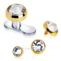 Zambullidor plateado oro de la piel tapas cuerpo de acero quirúrgico 316L Piercing joyería Micro cutáneos anclas